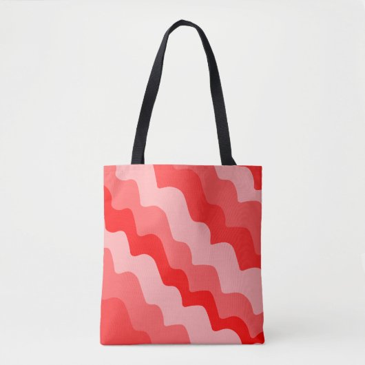 赤い波の海波のグラデーション トートバッグ (正面)