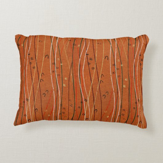 赤い波ストライプ形のモダン日本の抽象芸術 アクセントクッション (裏面)