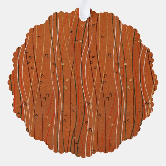 赤い波ストライプ形のモダン日本の抽象芸術 オーナメントカード (裏面)