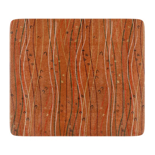 赤い波ストライプ形のモダン日本の抽象芸術 カッティングボード (正面)