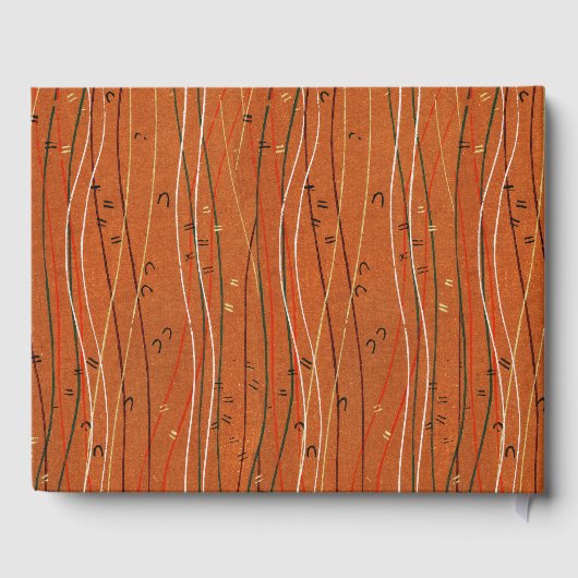 赤い波ストライプ形のモダン日本の抽象芸術 ゲストブック (裏面)