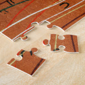 赤い波ストライプ形のモダン日本の抽象芸術 ジグソーパズル (側面)