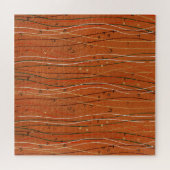 赤い波ストライプ形のモダン日本の抽象芸術 ジグソーパズル (横)