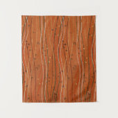 赤い波ストライプ形のモダン日本の抽象芸術 タペストリー (正面)