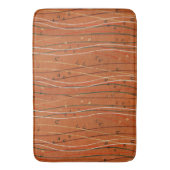 赤い波ストライプ形のモダン日本の抽象芸術 バスマット (正面縦)