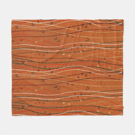 赤い波ストライプ形のモダン日本の抽象芸術 フリースブランケット (正面(横))