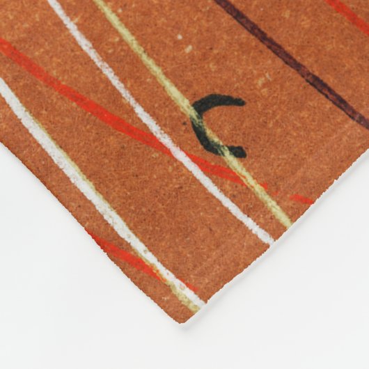 赤い波ストライプ形のモダン日本の抽象芸術 フリースブランケット (角)