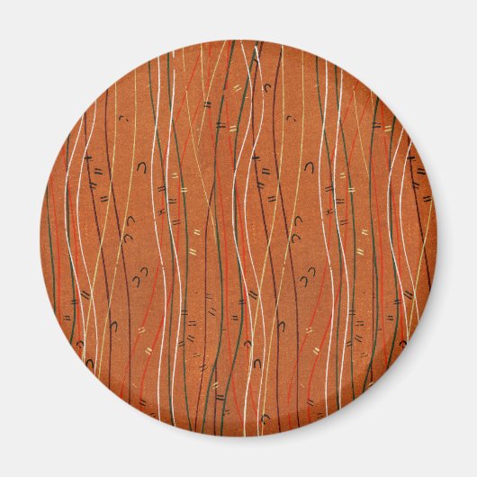 赤い波ストライプ形のモダン日本の抽象芸術 マグネット (正面)