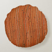 赤い波ストライプ形のモダン日本の抽象芸術 ラウンドクッション (裏面)