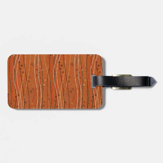 赤い波ストライプ形のモダン日本の抽象芸術 ラゲッジタグ (裏面横)