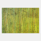 赤い波ストライプ形のモダン日本の抽象芸術 ラッピングペーパーシート (正面2)