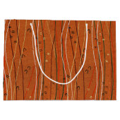 赤い波ストライプ形のモダン日本の抽象芸術 ラージペーパーバッグ (裏面)