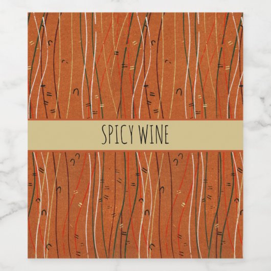 赤い波ストライプ形のモダン日本の抽象芸術 ワインラベル (シングルラベル)