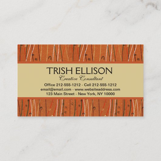 赤い波ストライプ形のモダン日本の抽象芸術 名刺 (裏面)