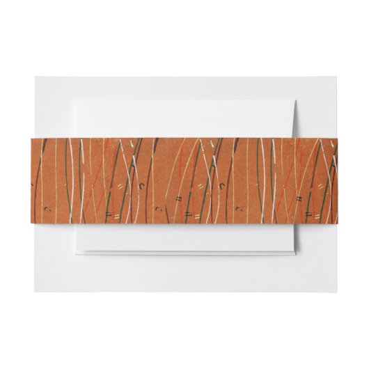 赤い波ストライプ形のモダン日本の抽象芸術 招待状ベリーバンド (正面例)