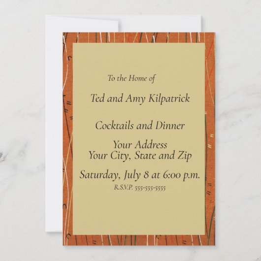 赤い波ストライプ形のモダン日本の抽象芸術 招待状 (裏面)