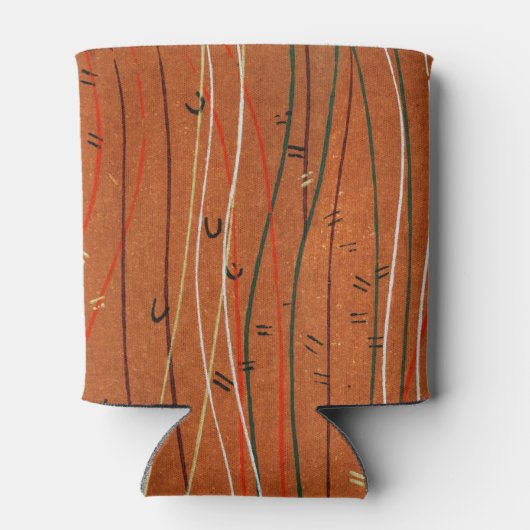 赤い波ストライプ形のモダン日本の抽象芸術 缶クーラー (裏面)