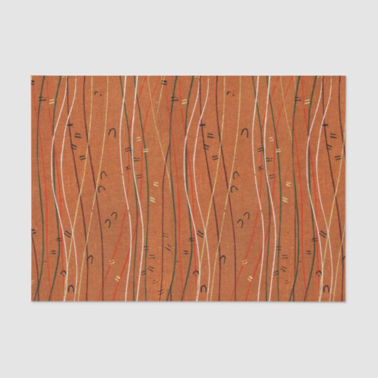 赤い波ストライプ形のモダン日本の抽象芸術 薄葉紙 (正面)