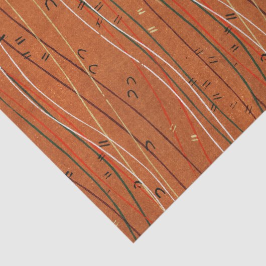 赤い波ストライプ形のモダン日本の抽象芸術 薄葉紙 (詳細)