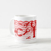 赤い波、おもしろいの赤いロブスター マグカップ (正面左)
