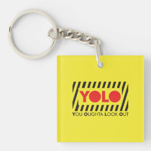 赤い注意を用いるYOLO キーホルダー