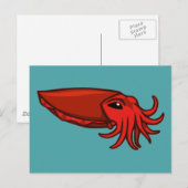 赤い泳ぐコウイカ ポストカード (正面/裏面)