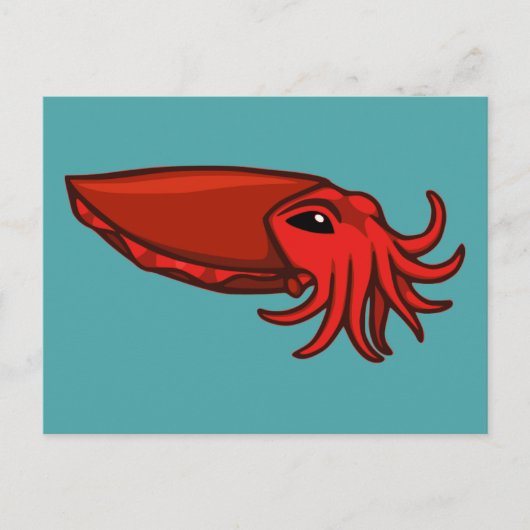 赤い泳ぐコウイカ ポストカード (正面)