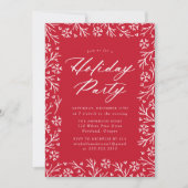 赤い洗練された雪の結晶のホリデーパーティー 招待状 (正面)