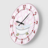 赤い浴室の泡 ラージ壁時計 (傾斜)