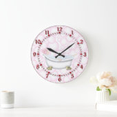 赤い浴室の泡 ラージ壁時計 (ホーム)