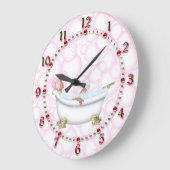 赤い浴室光沢がある数泡 ラージ壁時計 (傾斜)