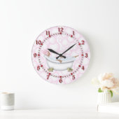 赤い浴室光沢がある数泡 ラージ壁時計 (ホーム)