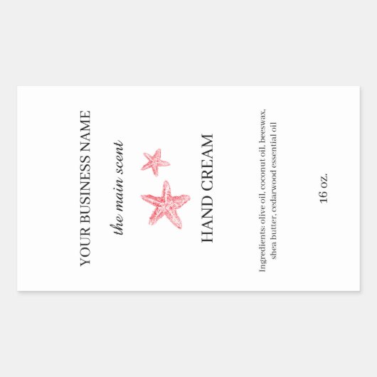 赤い海岸沿いのハンドクリームの皮気に皮包装シール 長方形シール (正面)