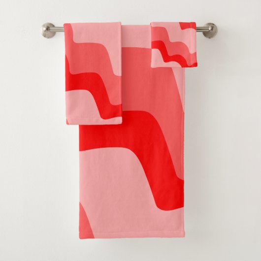赤い海波の波状グラデーション バスタオルセット (インサイチュ)