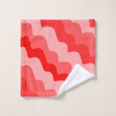 赤い海波の波状グラデーション バスタオルセット (ウォッシュタオル)