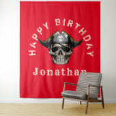 赤い海賊のドクロ タペストリー (インサイチュ)