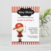 赤い海賊の少女の誕生日招待状 招待状 (スタンド正面)