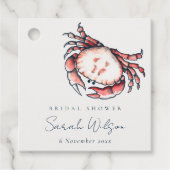 赤い海軍の水中カニのマリン ブライダル シャワー フェイバータグ (正面)