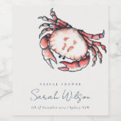 赤い海軍の水中カニの航海式ブライズシャワー ワインラベル (シングルラベル)