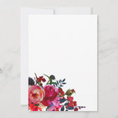 赤い海軍の水色の牡丹結婚写真感謝していのあなた サンキューカード (裏面)