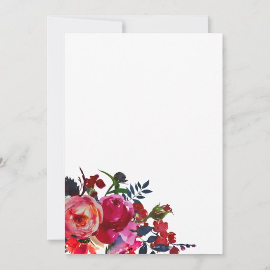 赤い海軍の水色の牡丹結婚写真感謝していのあなた サンキューカード (裏面)