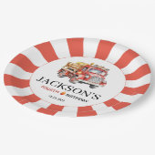 赤い消防士の男の子の誕生日紙プレート ペーパープレート (アングル)