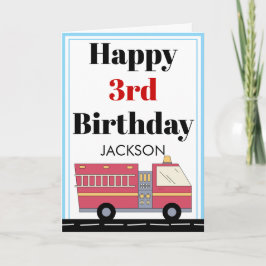 赤い消防士アラーム消防車の誕生日用品 カード