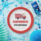 赤い消防士アラーム消防車の誕生日用品 ペーパープレート (パーティー)