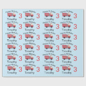 赤い消防士アラーム消防車の誕生日用品 ラッピングペーパー (フラット)