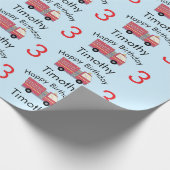 赤い消防士アラーム消防車の誕生日用品 ラッピングペーパー (角)