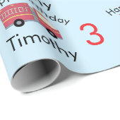 赤い消防士アラーム消防車の誕生日用品 ラッピングペーパー (ロールコーナー)