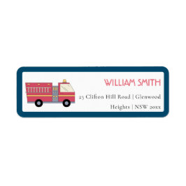 赤い消防士アラーム消防車の誕生日用品 ラベル