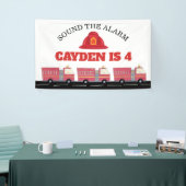 赤い消防士アラーム消防車の誕生日用品 横断幕 (トレードショー)