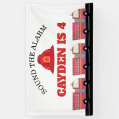 赤い消防士アラーム消防車の誕生日用品 横断幕 (縦)